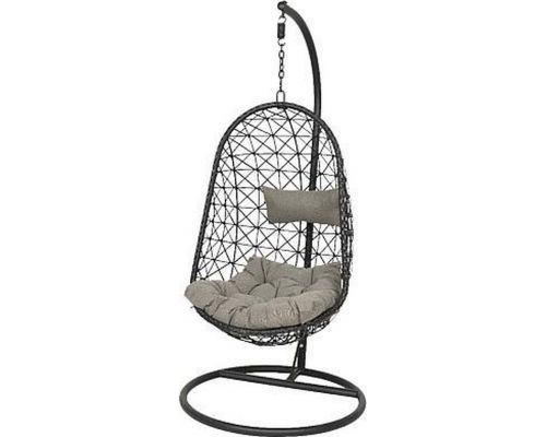Bologna wicker hang chair outdwith black matt powdercoated frame
