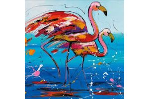 Buitenschilderij l79b79cm flamingo