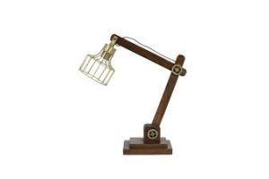 Bureaulamp l50b15h45cm ht bruin+brons - afbeelding 1