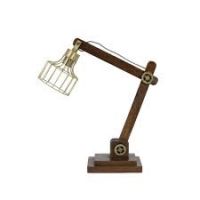 Bureaulamp l50b15h45cm ht bruin+brons - afbeelding 1