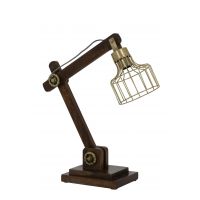 Bureaulamp l50b15h45cm ht bruin+brons - afbeelding 3