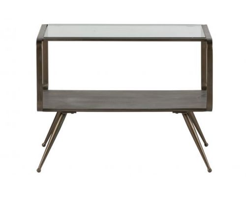 Fancy bijzettafel metaal/glas antique brass