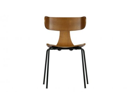 Form houten stoel met metalen poot bruin