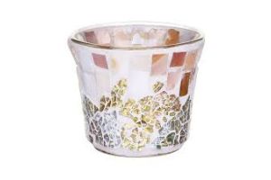 Gold & Pearl Crackle Votive Holder