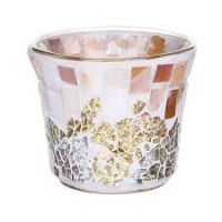 Gold & Pearl Crackle Votive Holder