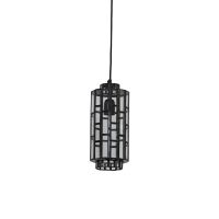 Hanglamp d15h31cm zwart+glas - afbeelding 1