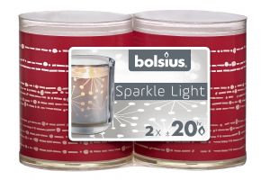 Kaars in houder sparkle lint 2st