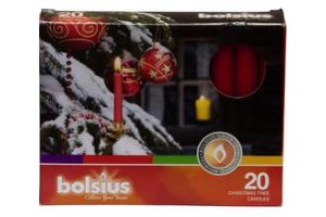 Kerstboomkaars d1.3h9.7cm rood 20st