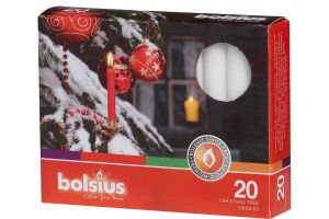 Kerstboomkaars d1.3h9.7cm wit 20st