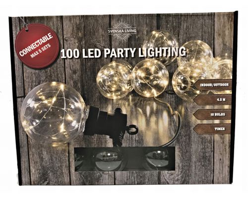 Partylight x10 bol 100 warm ip44 Timer connect 3M 450cm