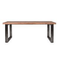 Eettafel Mango massief met metalen poot 240x100 - zwart