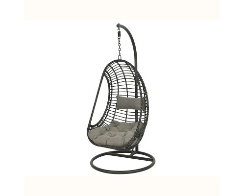 Riga hang chair outdooriron frame with PE wickerwith black powdercoated frame