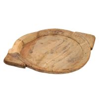 Vintage wooden capati plate with handle 60x42x5cm assorted natural